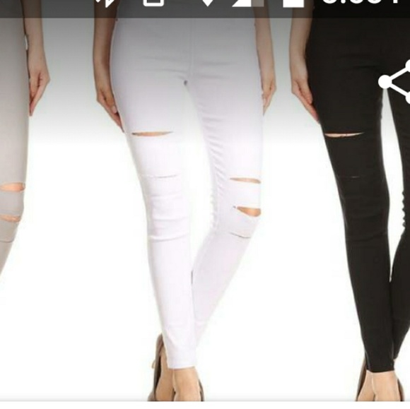 JVINI Denim - Ripped high waist skinny jeggings